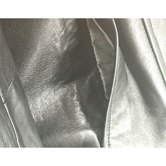 Gallery Womens Leather Black Jacket Blazer Sz L Soft Pockets Zip Front - Picture 4 of 8